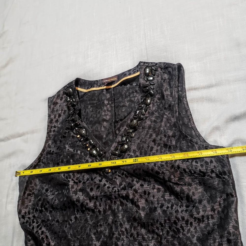 DANA BUCHMAN Dress, Gray Black Beads Cheetah, 10 - Picture 8 of 8